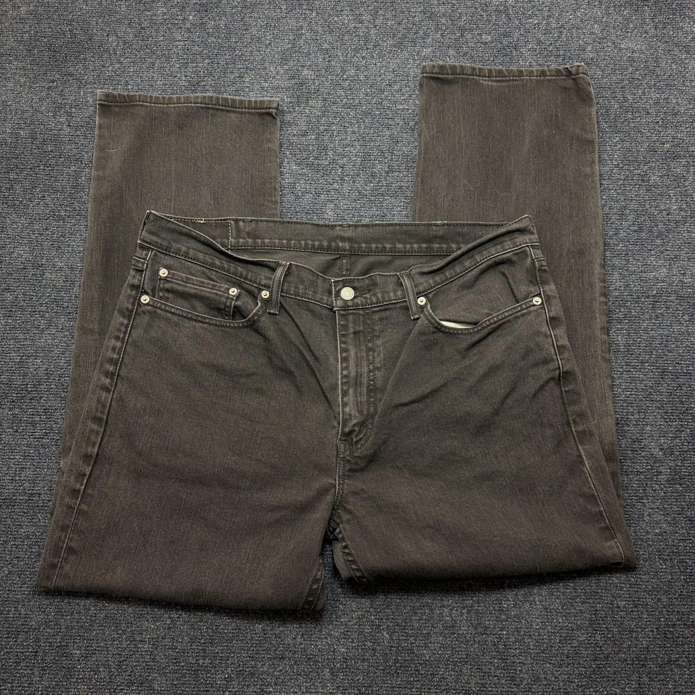 Levis 514 Jeans Mens 38x30 Charcoal Wash Gray Denim Slim Straight Stretch Casual
